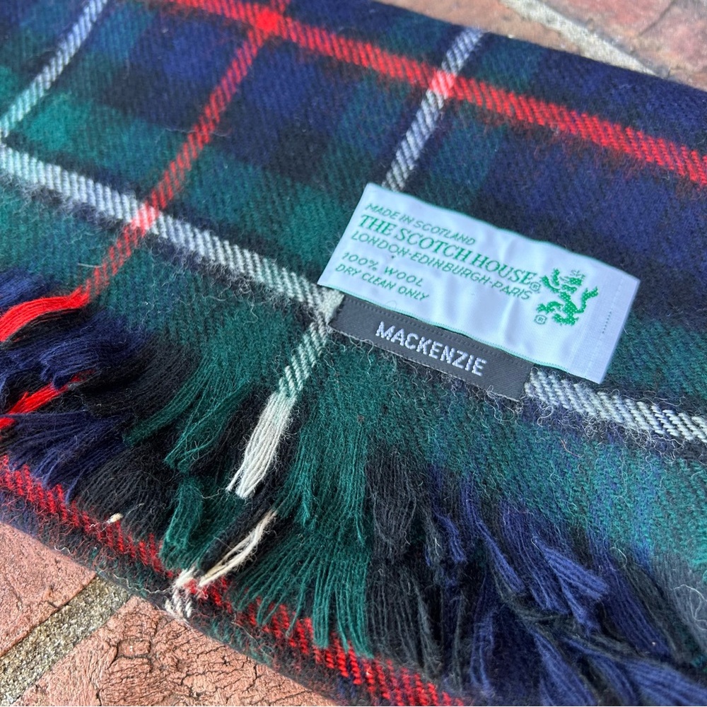 "Mackenzie" tartan scarf, made in Scotland by The Scotch House.